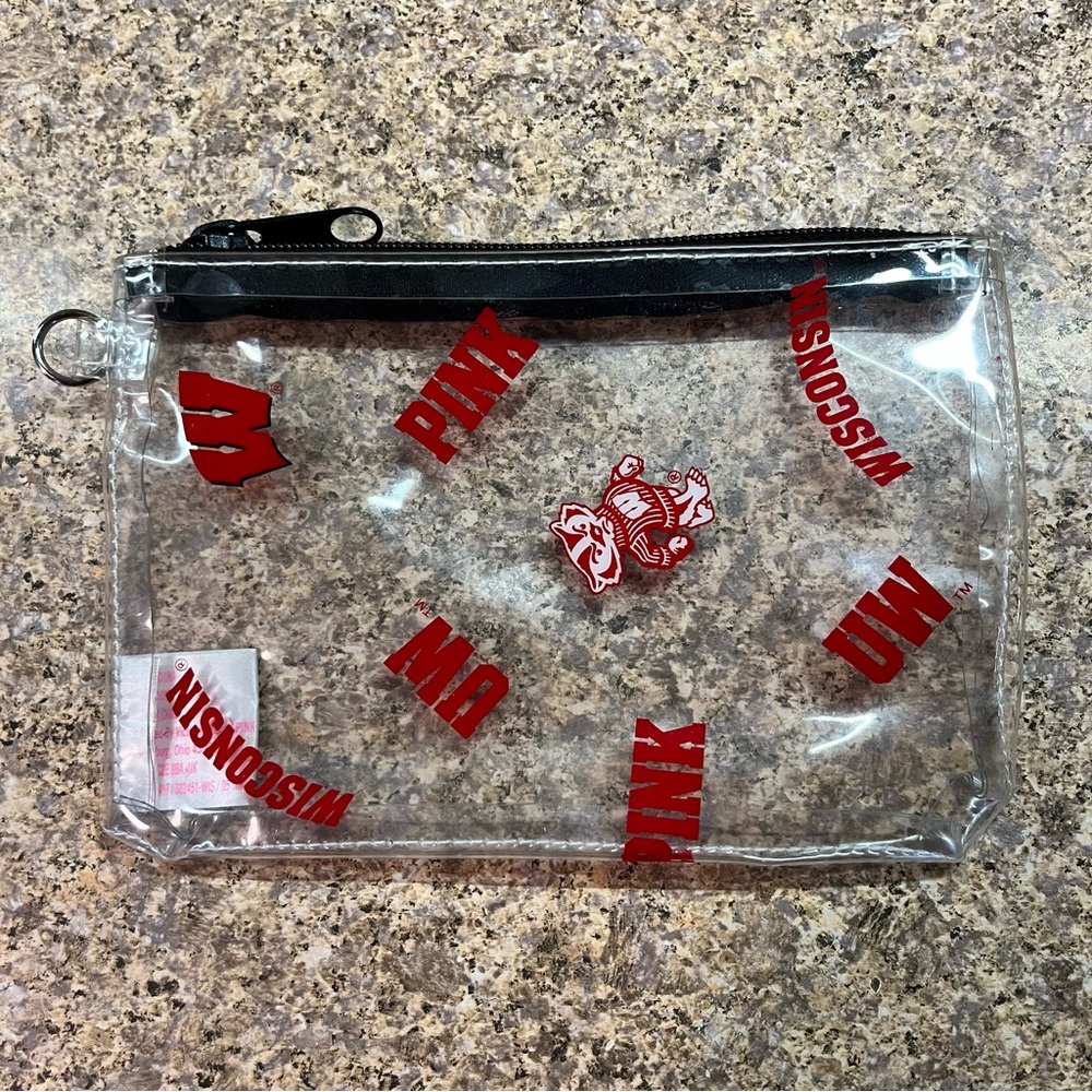 Victoria’s Secret Pink Wisconsin Badgers Clear Zipper Bag Pouch